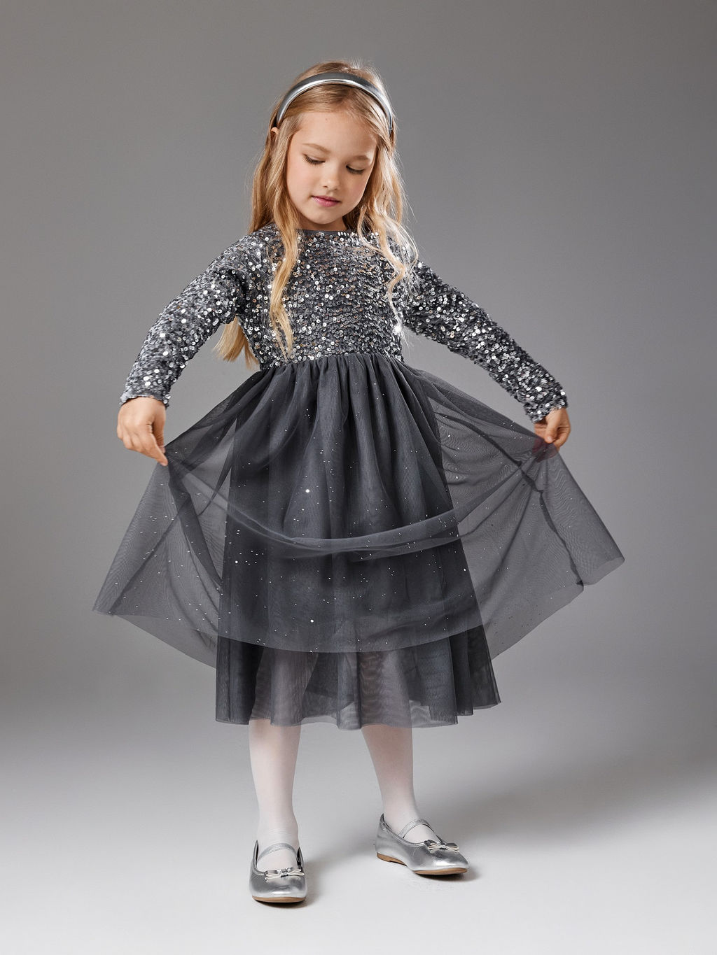 ACOOLA /Платье детское для девочек Alfiya серый фото 2