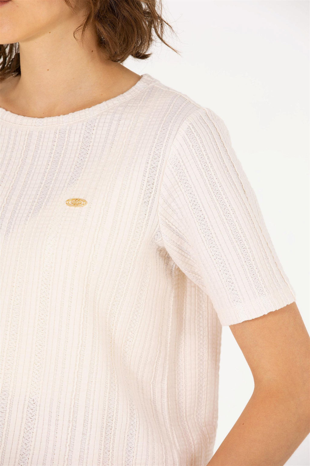 Женская кремовая футболка с круглым вырезом Неожиданная скидка в корзине - U.s. polo assn фото 7