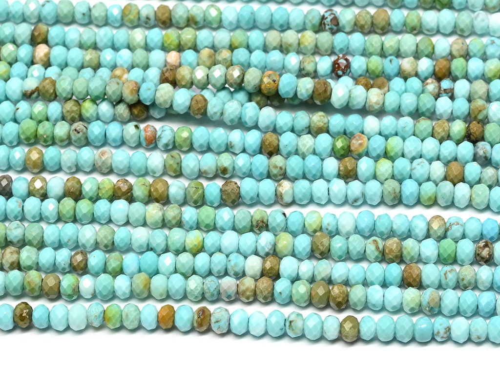 Бусины из бирюзы рондель граненый 3*2мм, 39см, 178 бусин Радуга камня