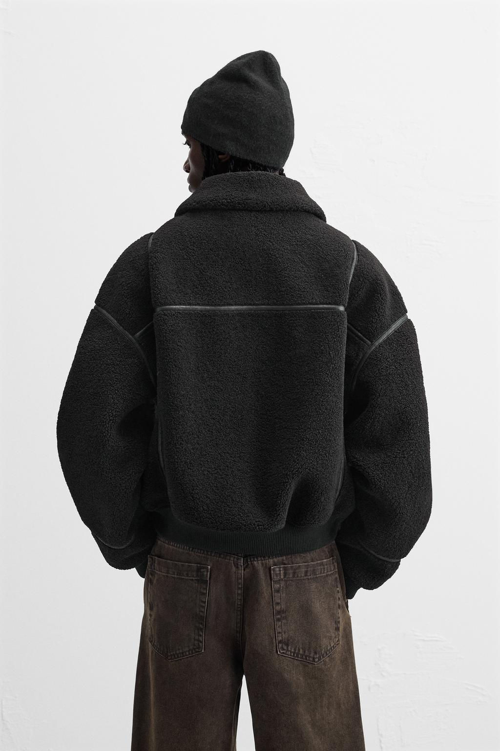 CONTRAST FAUX SHEARLING JACKET - Zara фото 3