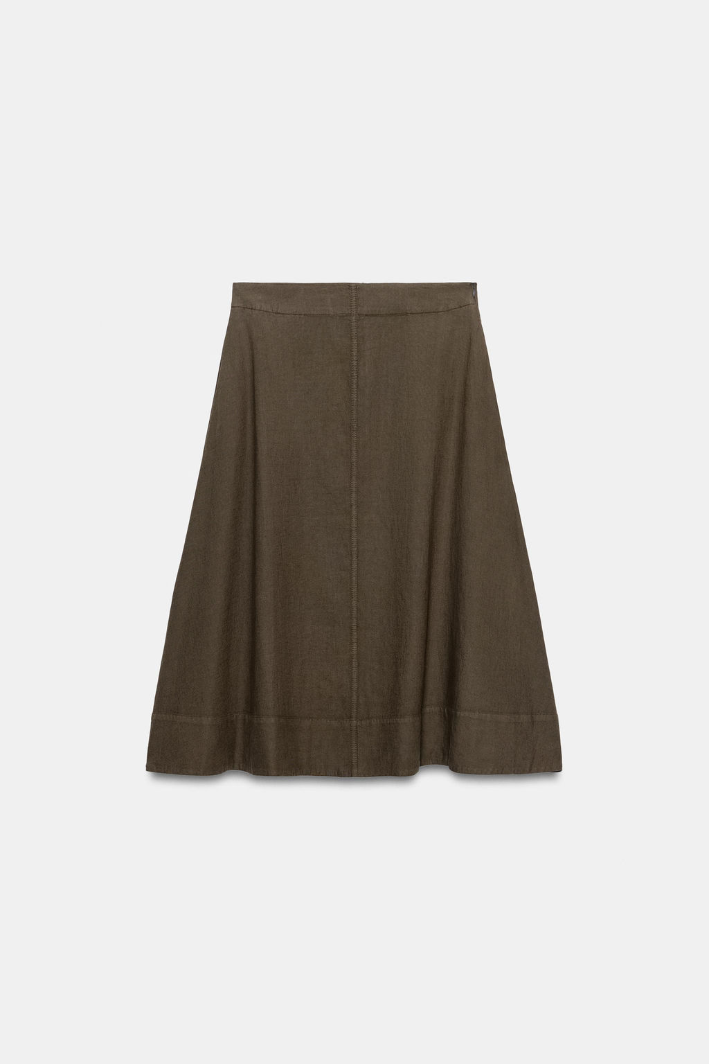 FALDA MIDI CON LINO ZW COLLECTION / Marr?n / Topo
