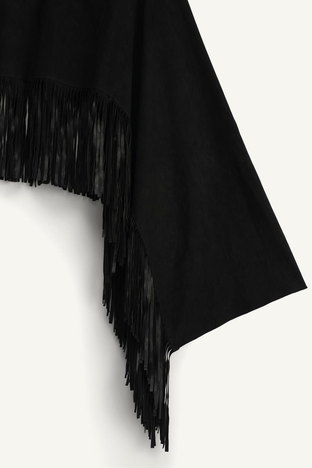 SUEDE LEATHER FRINGED CAPE - LIMITED EDITION - Zara фото 8