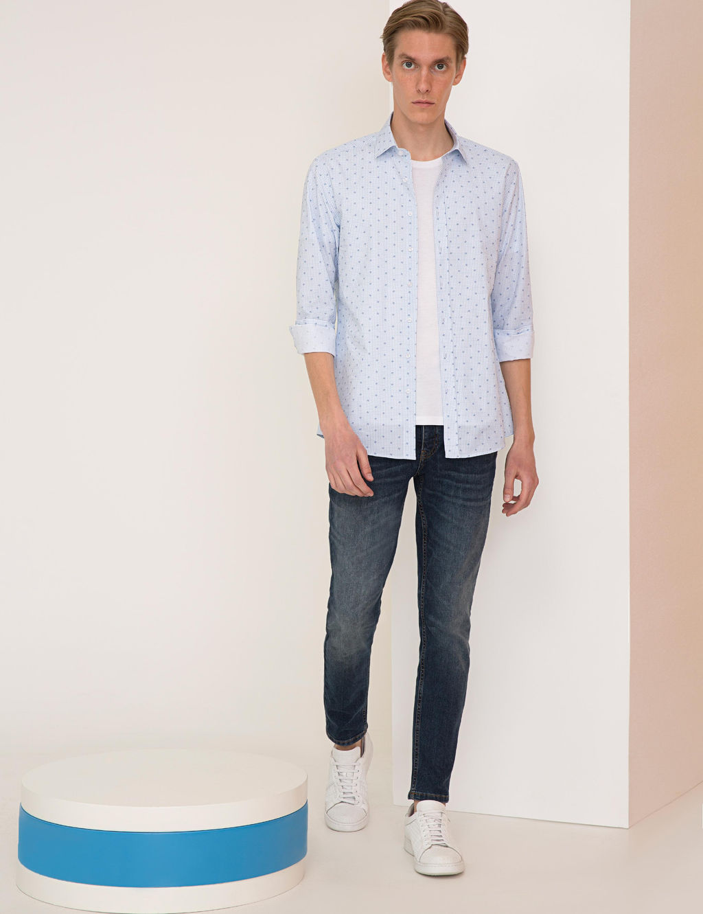 Lacivert Slim Fit Uzun Kollu G_mlek