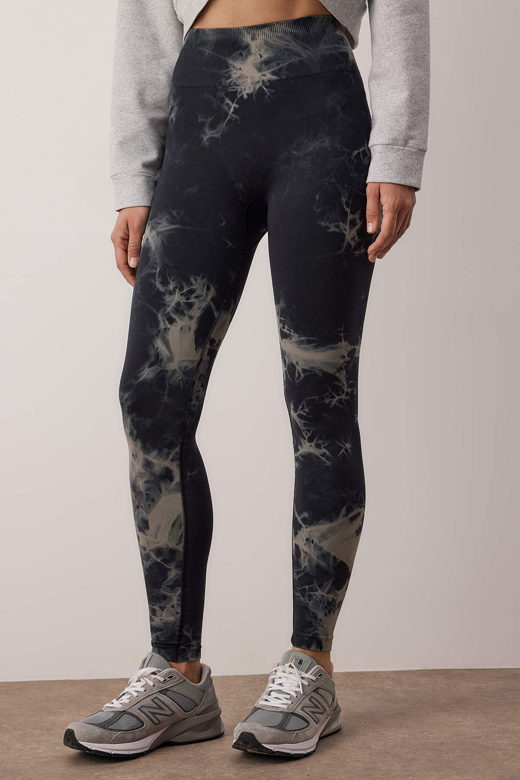 Siyah Seamless/Dikissiz Batik Desenli Tam Boy Orme Spor Tayt THMAW26TY00022