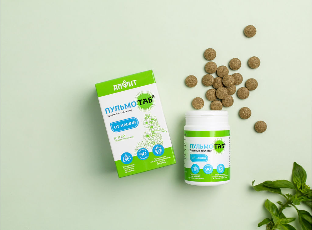 Травяные таблетки "Пульмотаб", 45 г (90 таб по 0.5 г) Новинка Алфит 8537