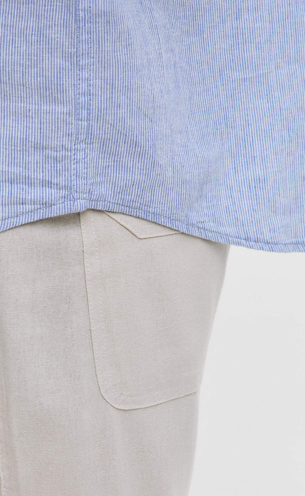 Рубашка к/р лен F111-0450 l.blue stripes - Fine joyce фото 5