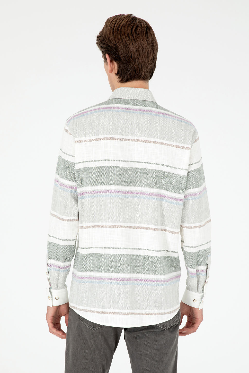 Мужская рубашка цвета хаки с длинным рукавом - U.s. polo assn фото 12