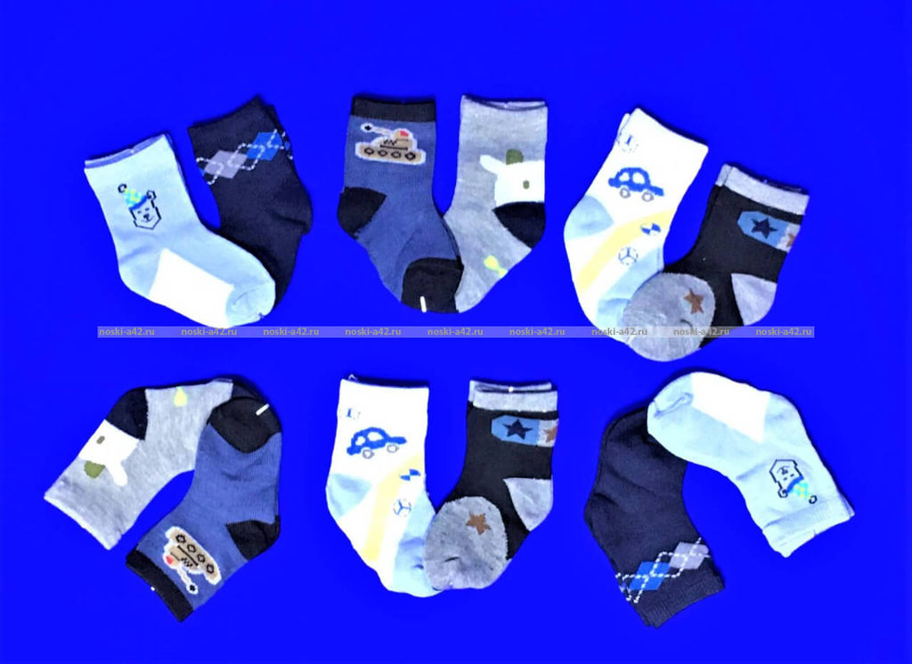 Цена за 12 пар. Носки детские "Бебики" на мальчиков