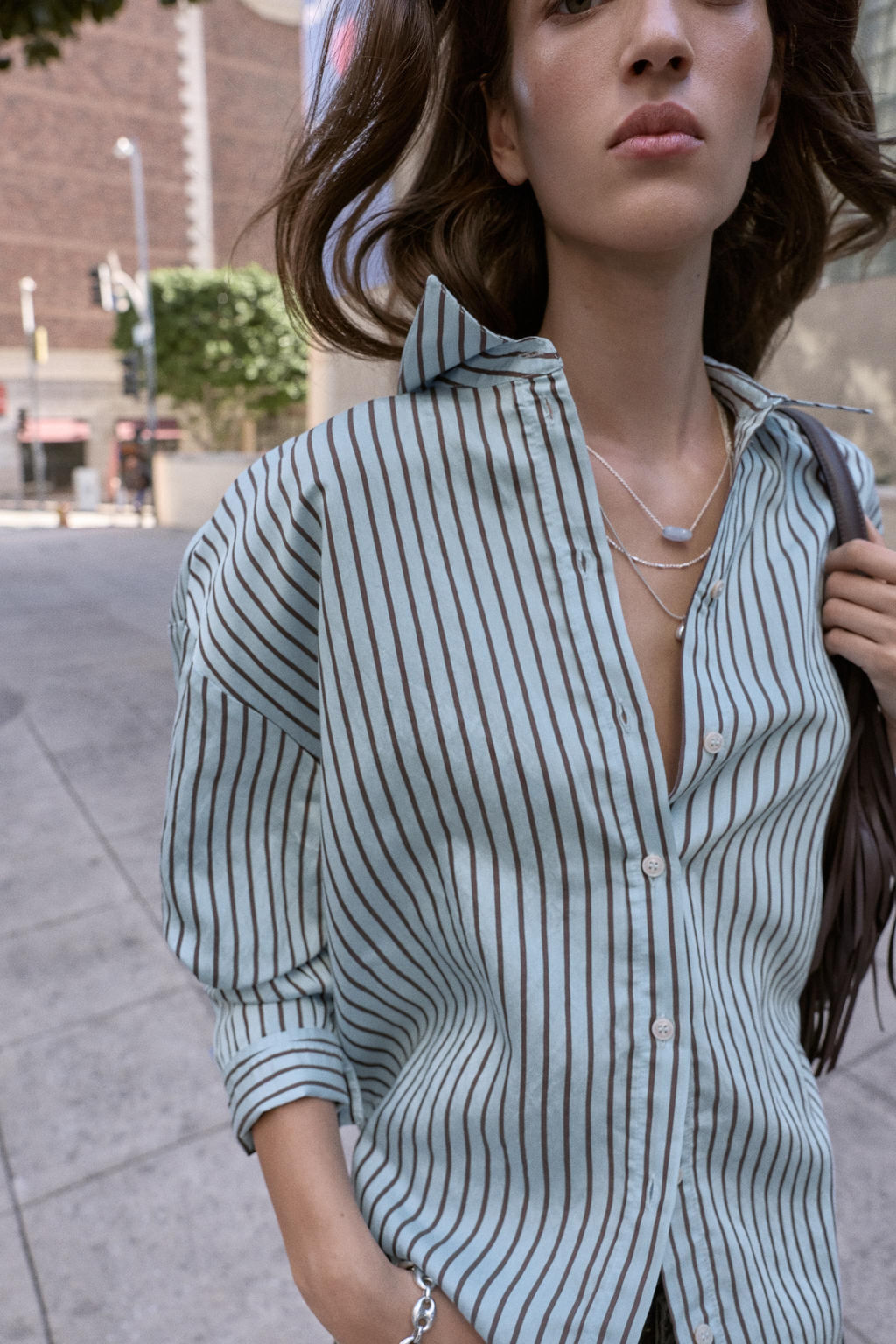 OVERSIZE STRIPED POPLIN SHIRT - Zara фото 2