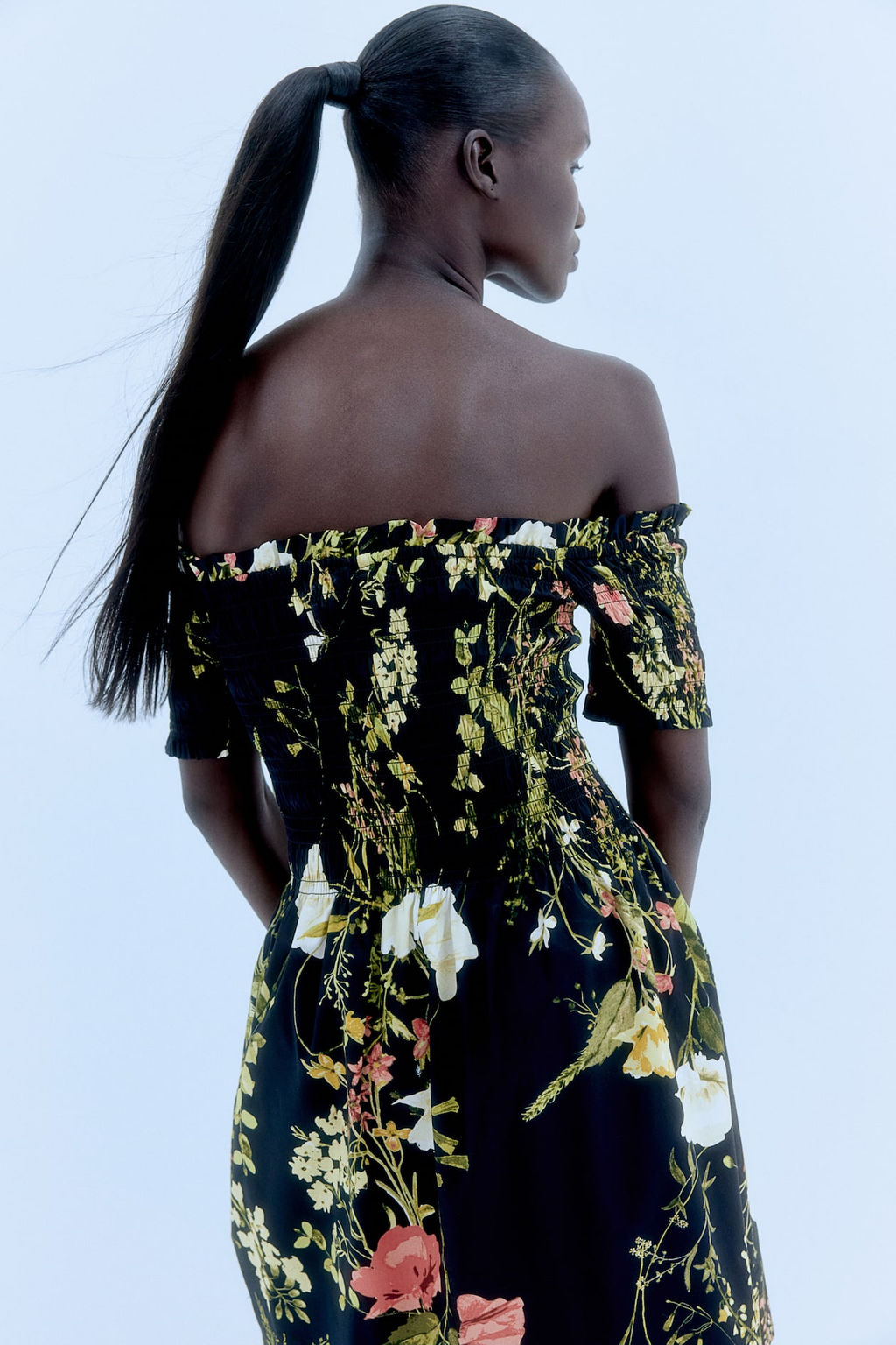 Vestido off-the-shoulder con cuerpo nido de abeja - H&m фото 3