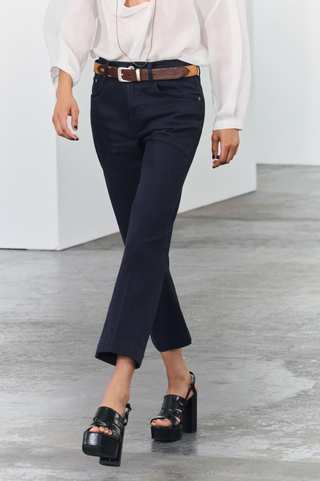 ZW COLLECTION BOOTCUT HIGH-WAIST CROPPED JEANS - Zara фото 4