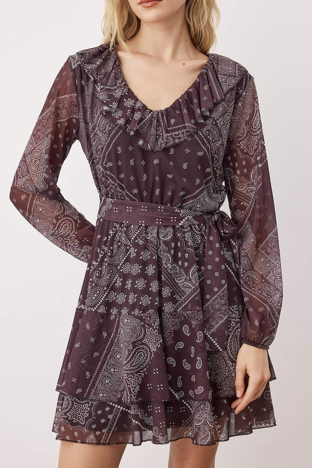 Cok Renkli Boho/Boho Chic Bask?l? F?rf?r Detayl? Mini Tul Esnek Orme Elbise TWOAW26EL00251 - Trendyolmilla фото 3