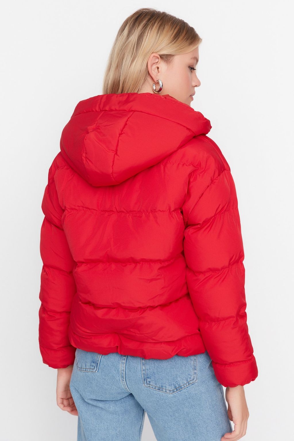 TRENDYOLMILLA Siyah Kapusonlu Su Itici Sisme Mont TWOAW21MO0022  фото 16