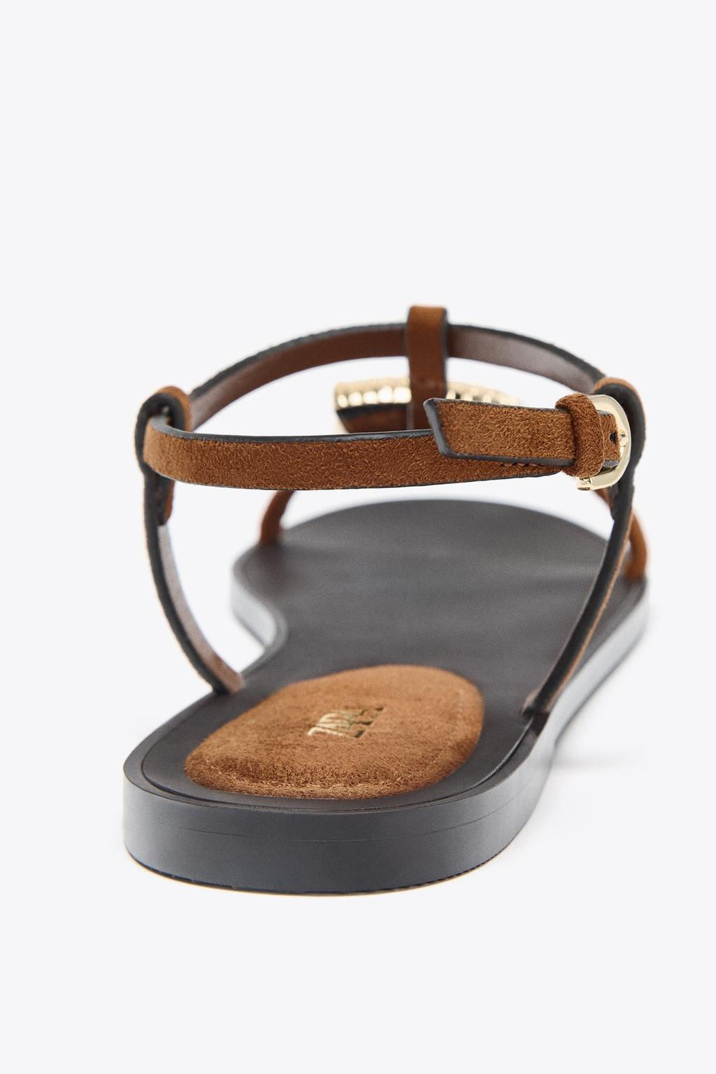 FLAT SANDALS WITH METAL EMBELLISHMENT - Zara фото 6