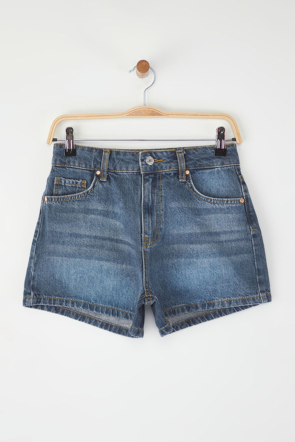 TRENDYOLMILLA Mavi Yuksek Bel City Denim Sort TWOSS25SR00154  фото 6