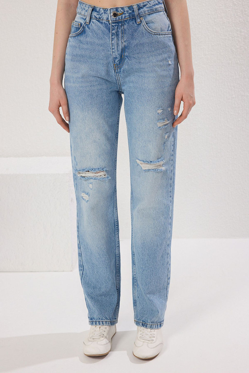 Ac?k Mavi More Sustainable Y?rt?k Detayl? Normal Bel Uzun Straight Jeans TWOSS25JE00220 - Trendyolmilla фото 3
