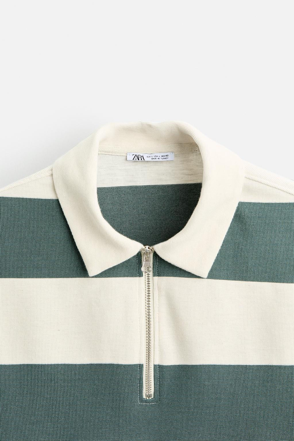 TEXTURED WEAVE POLO SHIRT WITH ZIP - Zara фото 10