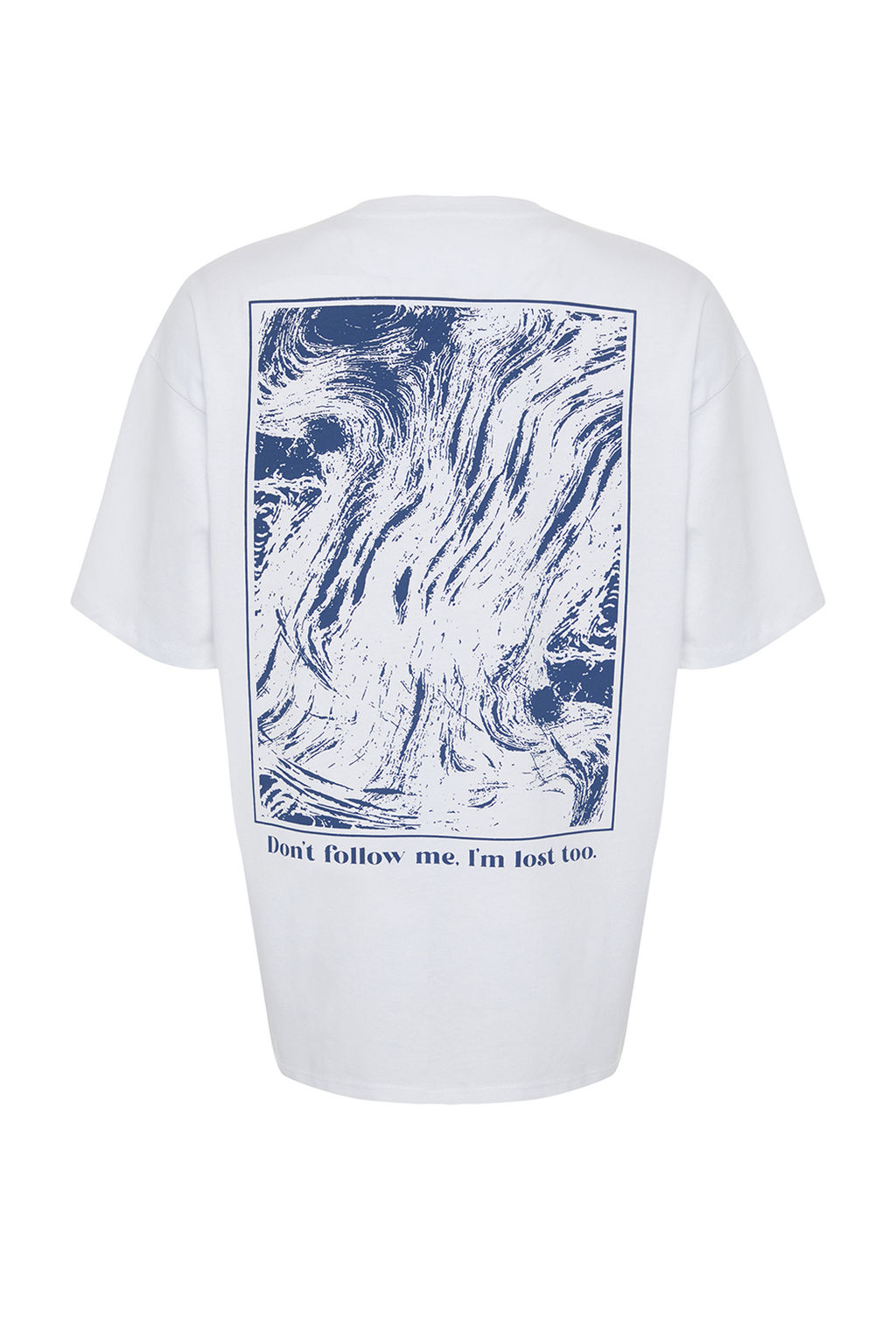 Beyaz %100 Pamuk S?rt ve On Bask?l? Oversize/Rahat Kesim Orme T-Shirt TWOSS24TS00234