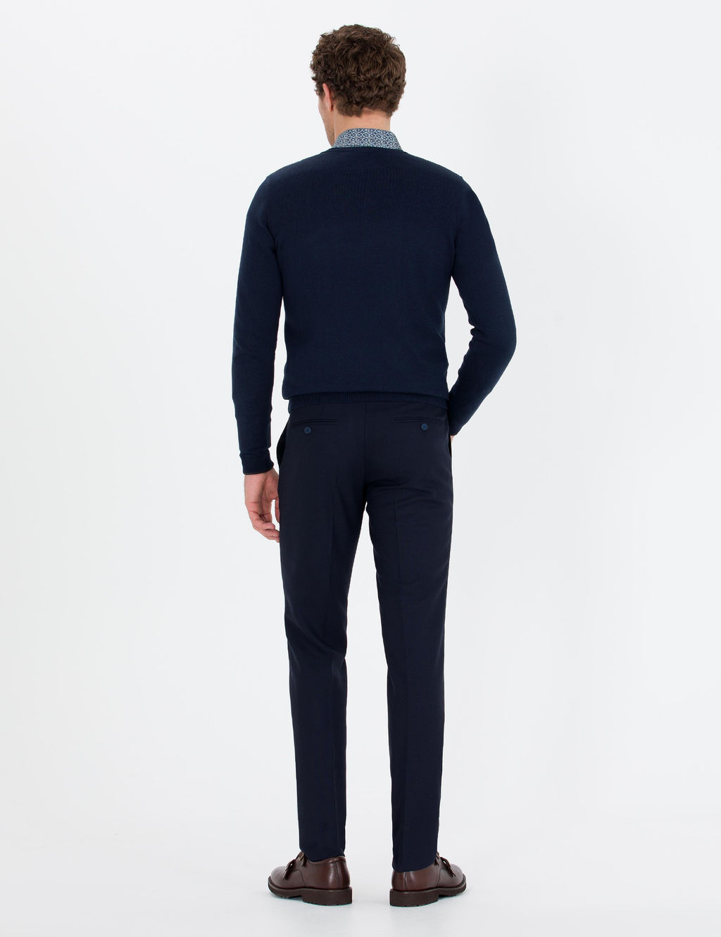 Тканевые брюки узкого кроя темно-синего цвета - Cacharel фото 4