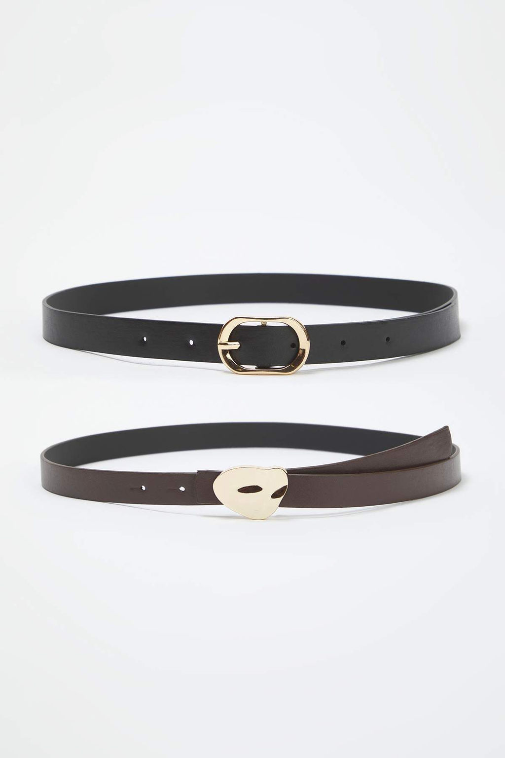 Siyah-Kahverengi 2li Paket Deri Gorunumlu Kemer TWOAW26KE00009