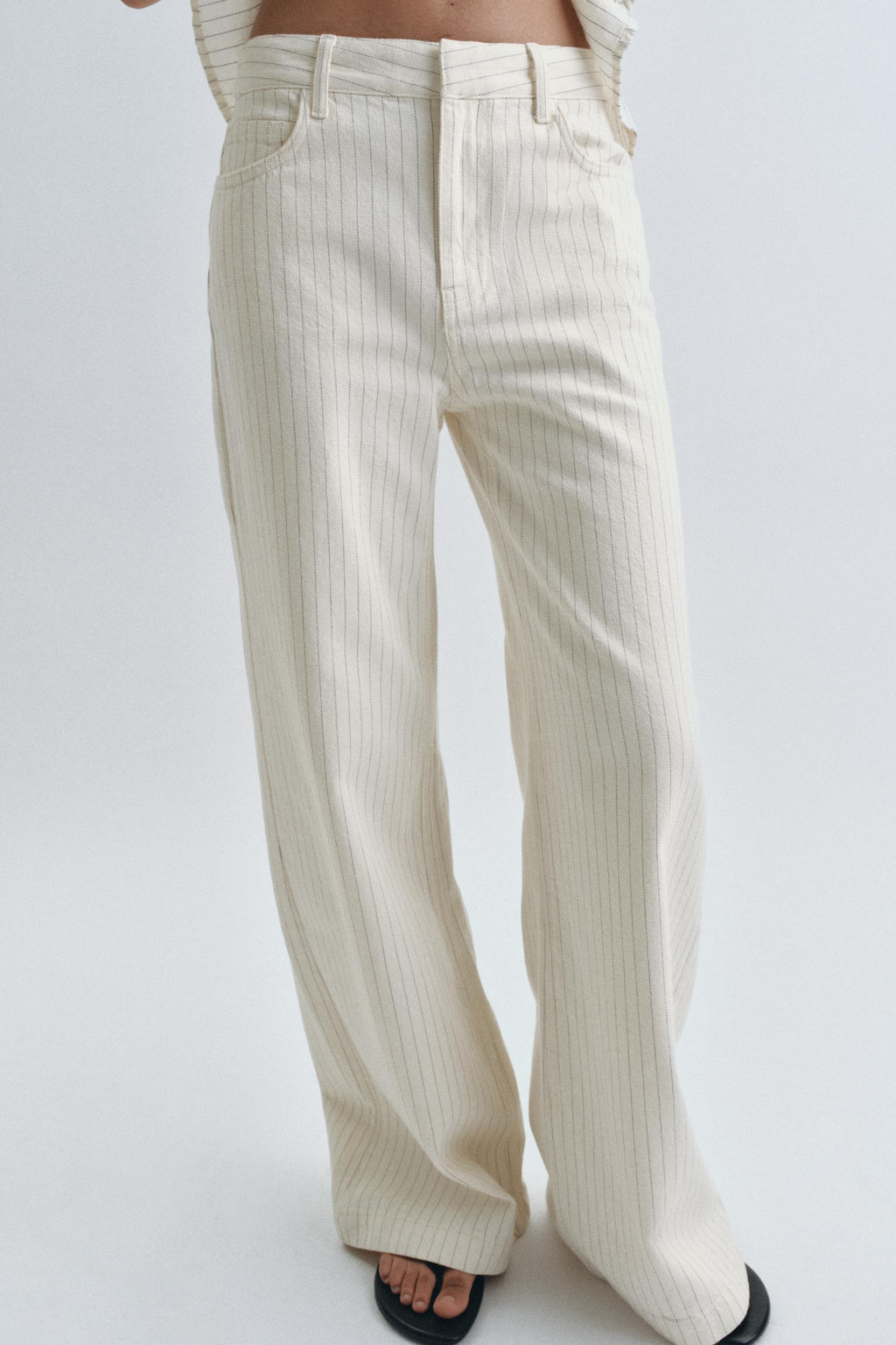 JEANS ZW COLLECTION WIDE LEG RAYAS TIRO ALTO / Crudo - Zara фото 2