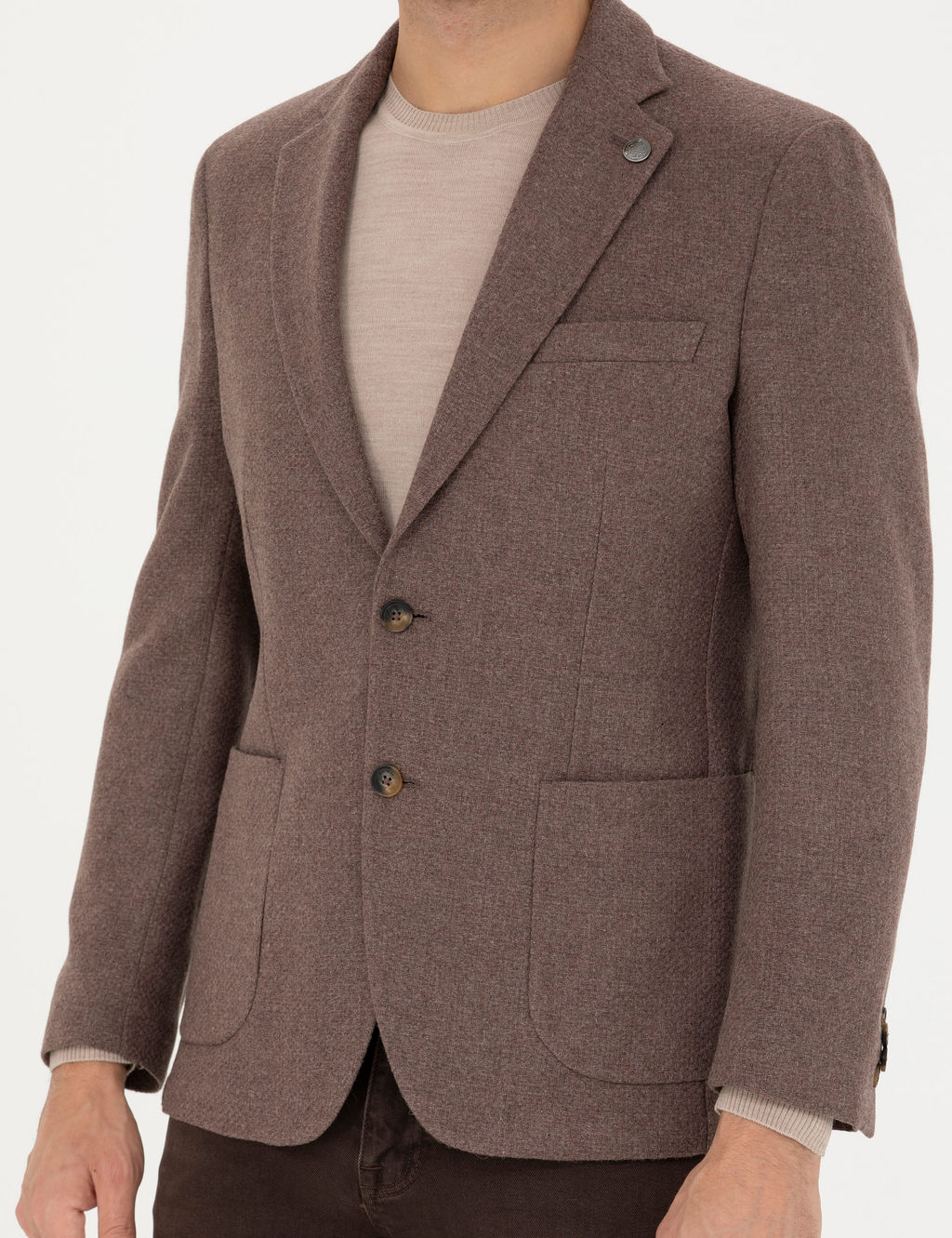 Kahverengi Slim Fit Y_n Kar___ml_ Ceket