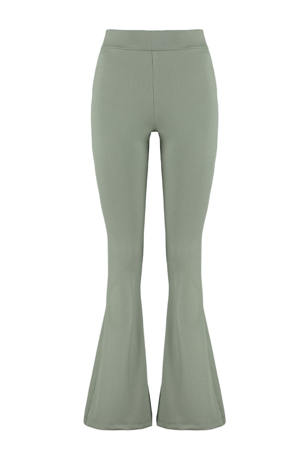 TRENDYOLMILLA Siyah Fitilli Flare/Ispanyol Paca Yuksek Bel Esnek Orme Tayt Pantolon TWOSS23PL00135  фото 6