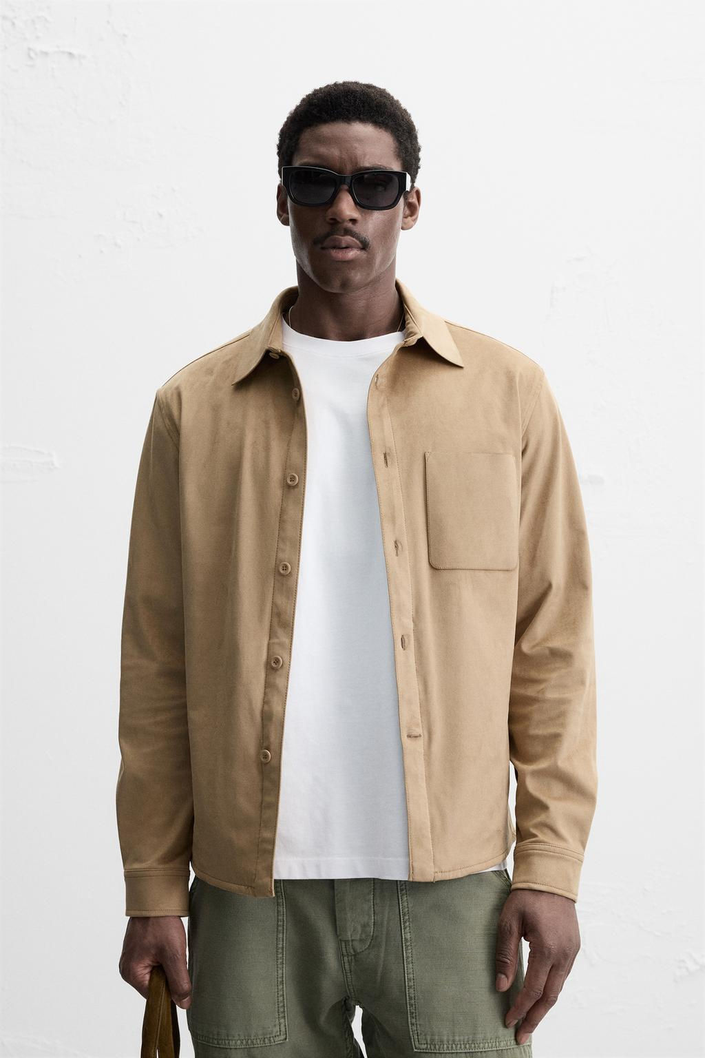 LIGHTWEIGHT FAUX SUEDE OVERSHIRT - Zara фото 2