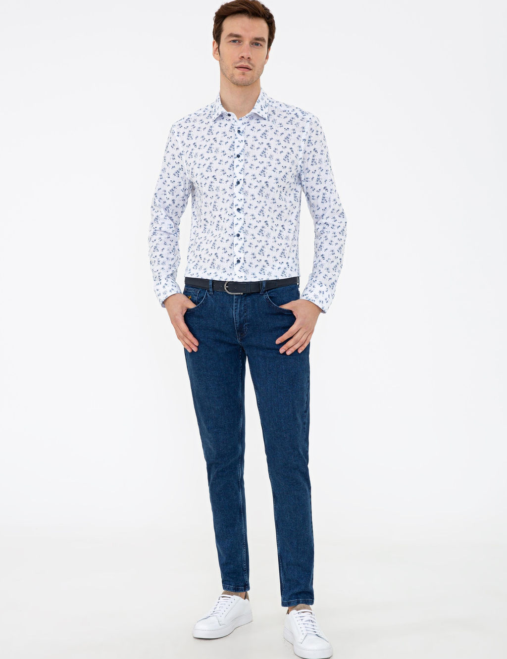 Темно-синяя приталенная рубашка с длинным рукавом - Cacharel фото 4