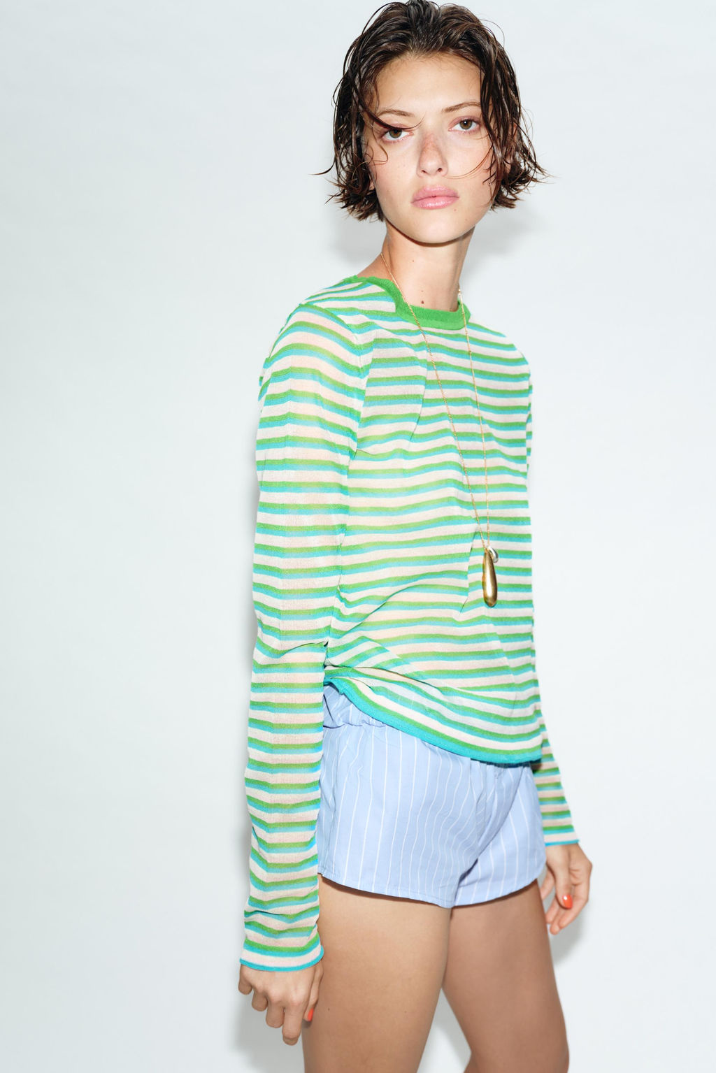 STRIPED KNIT CROPPED JACKET - Zara фото 11