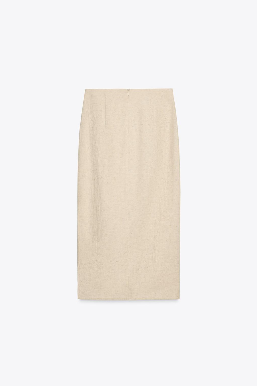LINEN BUCKLE MIDI SKIRT - Zara фото 6