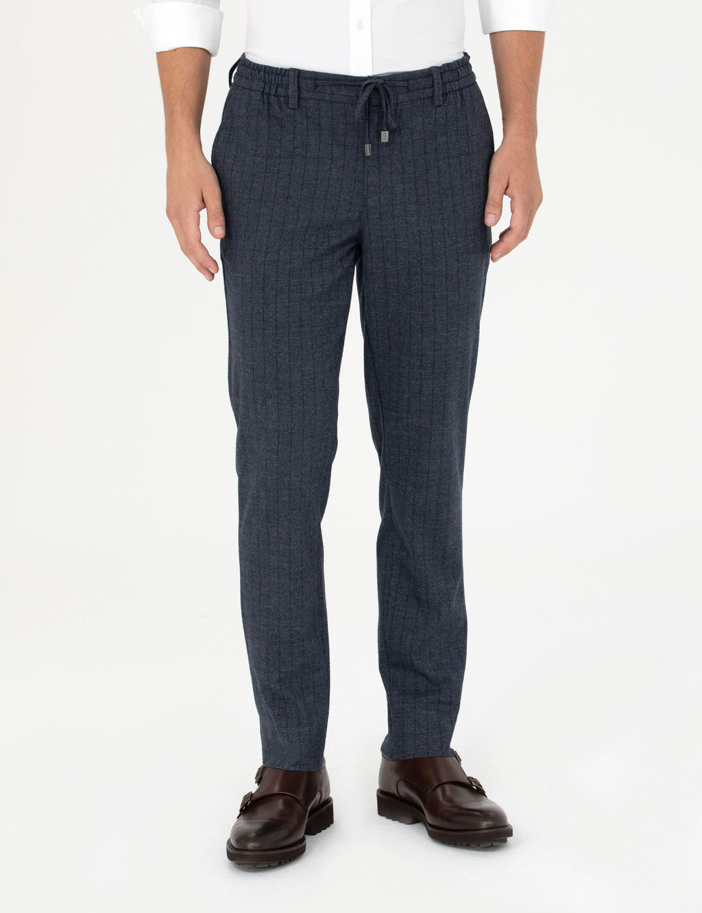 Lacivert Ekstra Slim Fit _izgili Kuma_ Pantolon