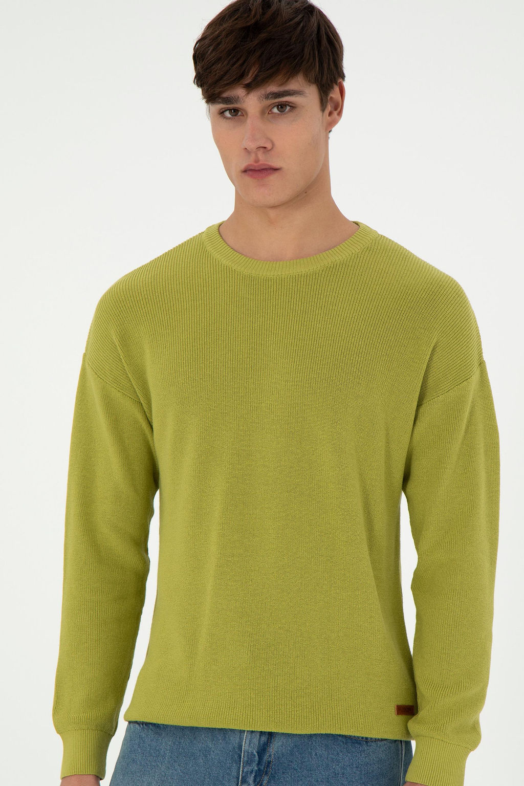 Erkek Regular Fit Bisiklet Yaka F_st_k Ye_ili Basic Kazak - U.s. polo assn фото 3