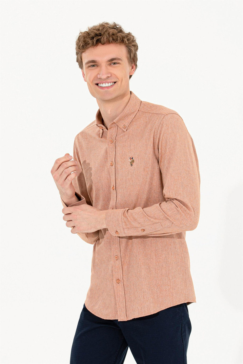 Мужская базовая рубашка с длинным рукавом Brick Brick - U.s. polo assn фото 3