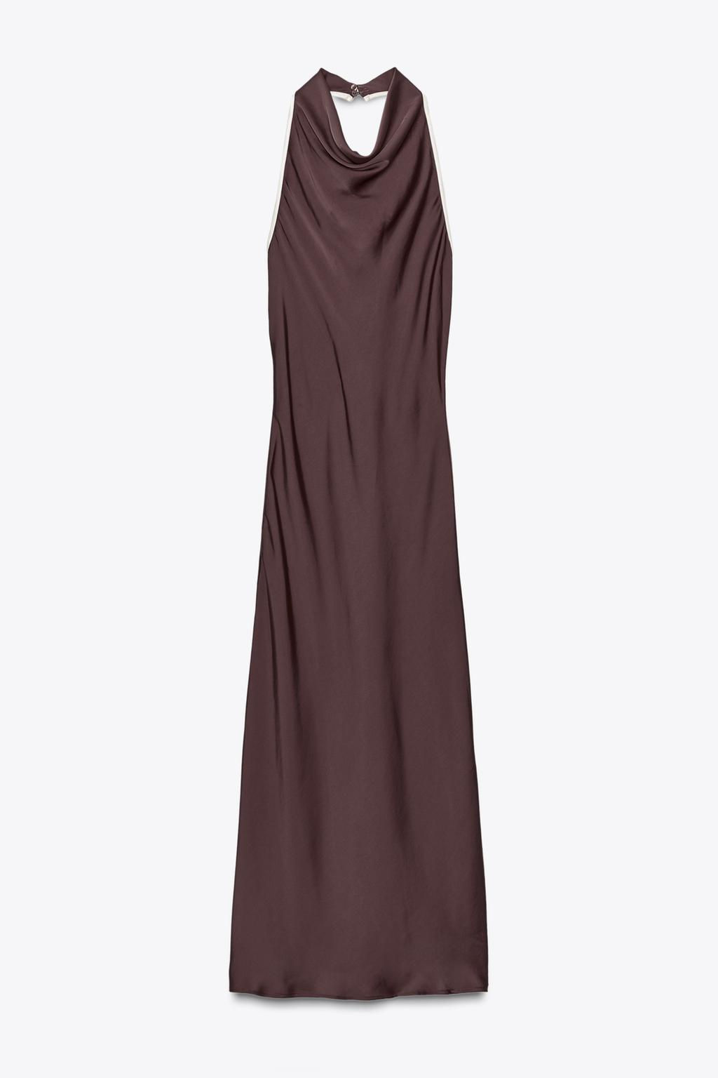 CONTRAST TRIM SATIN MIDI DRESS - Zara фото 4