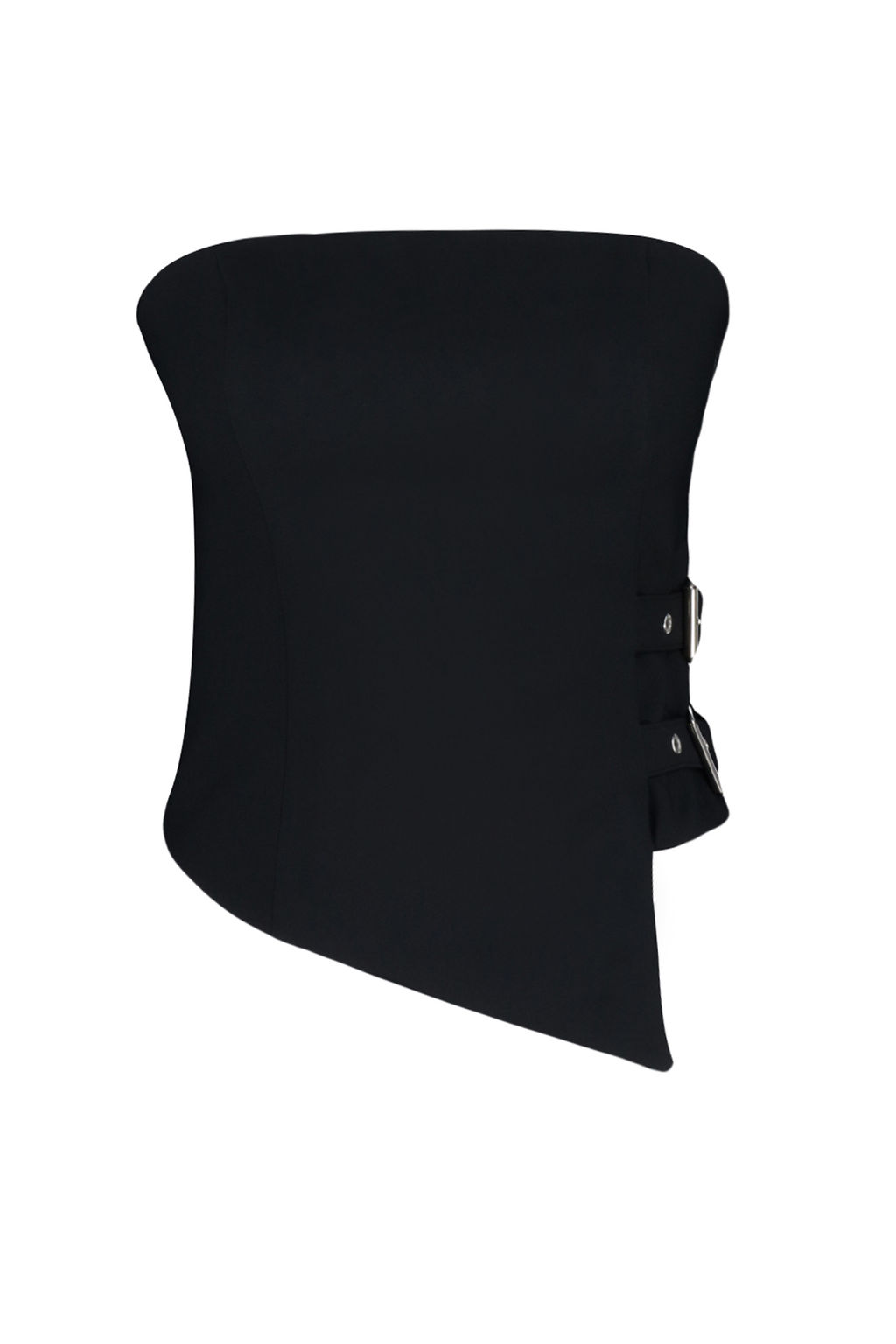 Trendyolmilla Siyah Straplez Fitted Kemer Toka Detayl? Dokuma Bluz TWOSS24BZ00349 фото 15