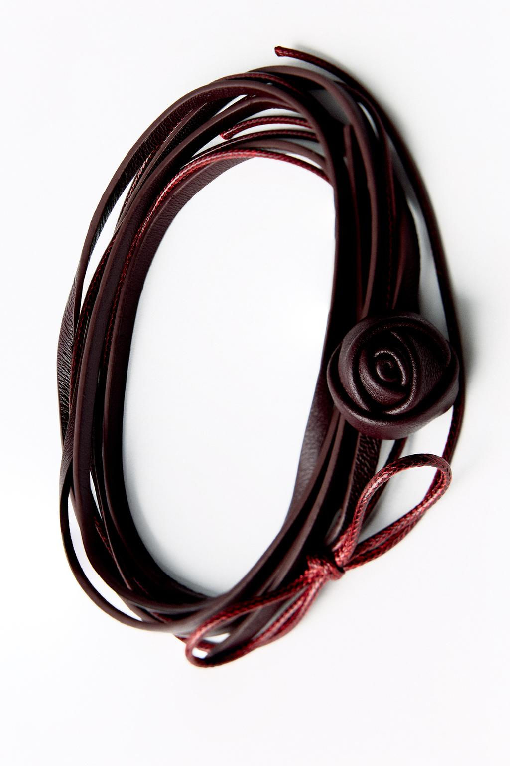 DOUBLE LEATHER FLOWER CHOKER - Zara фото 5