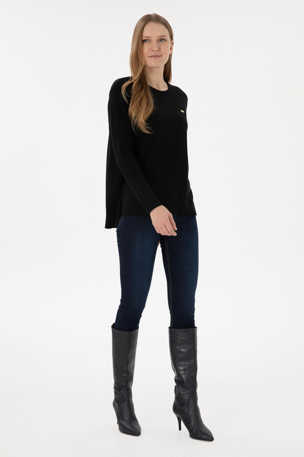 Женский черный базовый свитер с круглым вырезом Неожиданная скидка в корзине - U.s. polo assn фото 11