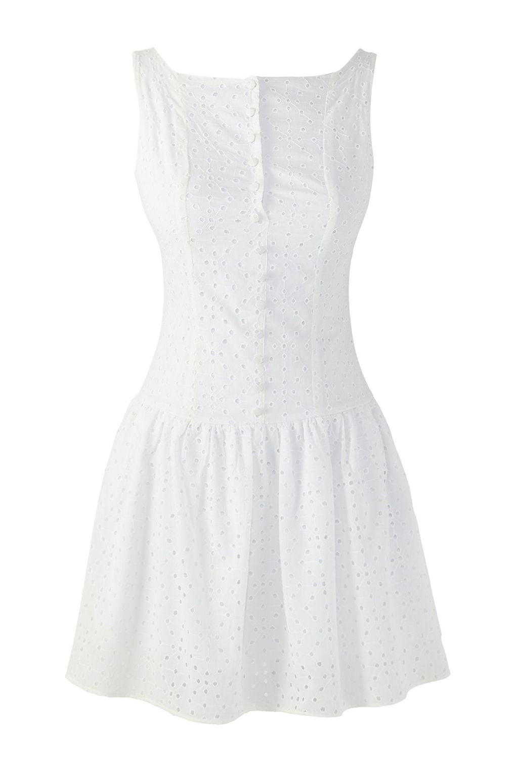 TRENDYOLMILLA Limited Edition Beyaz Etegi Belden Ac?lan Dugme Detayl? Brode Mini Dokuma Elbise TWOSS25EL00521 фото 3