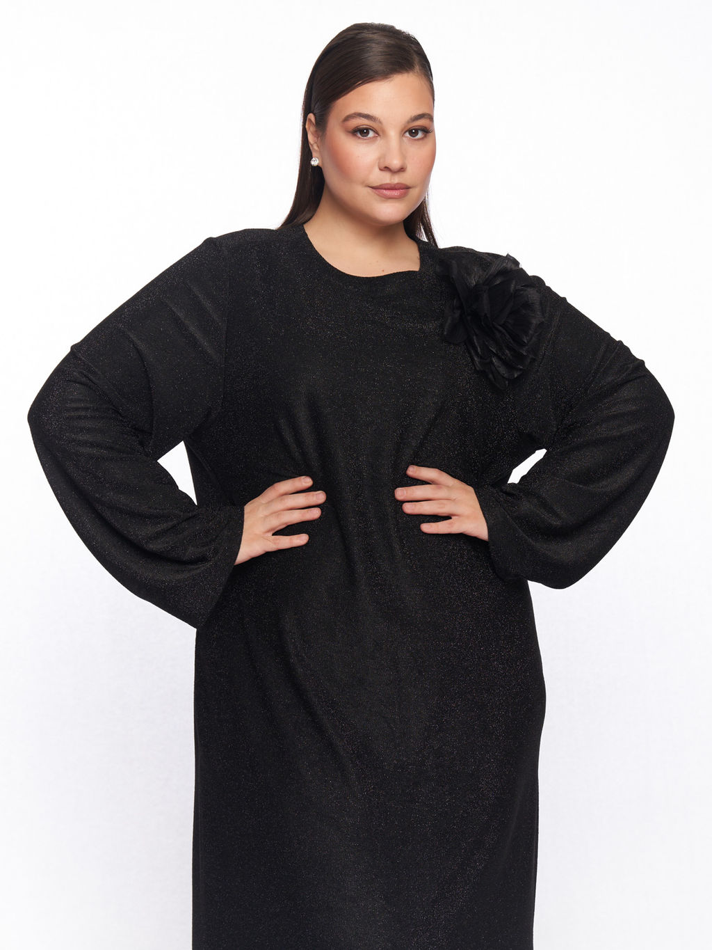 Черное платье с люрексом PP51727BLK01 - Артесса фото 9