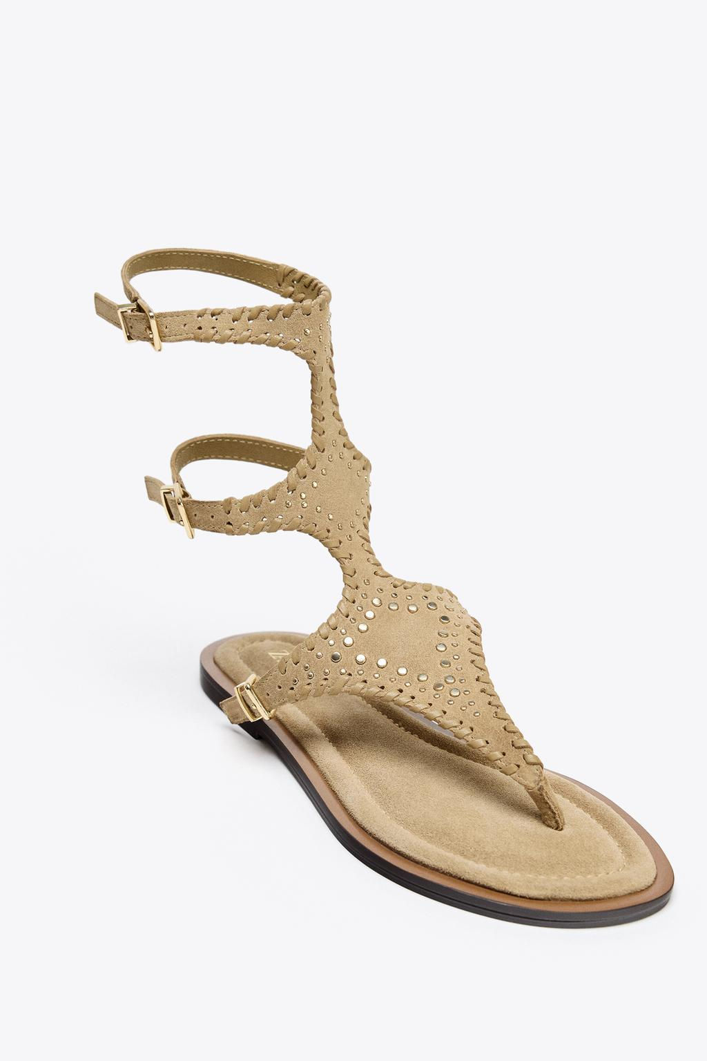 DOUBLE SUEDE ANKLE STRAP SANDALS - Zara фото 3