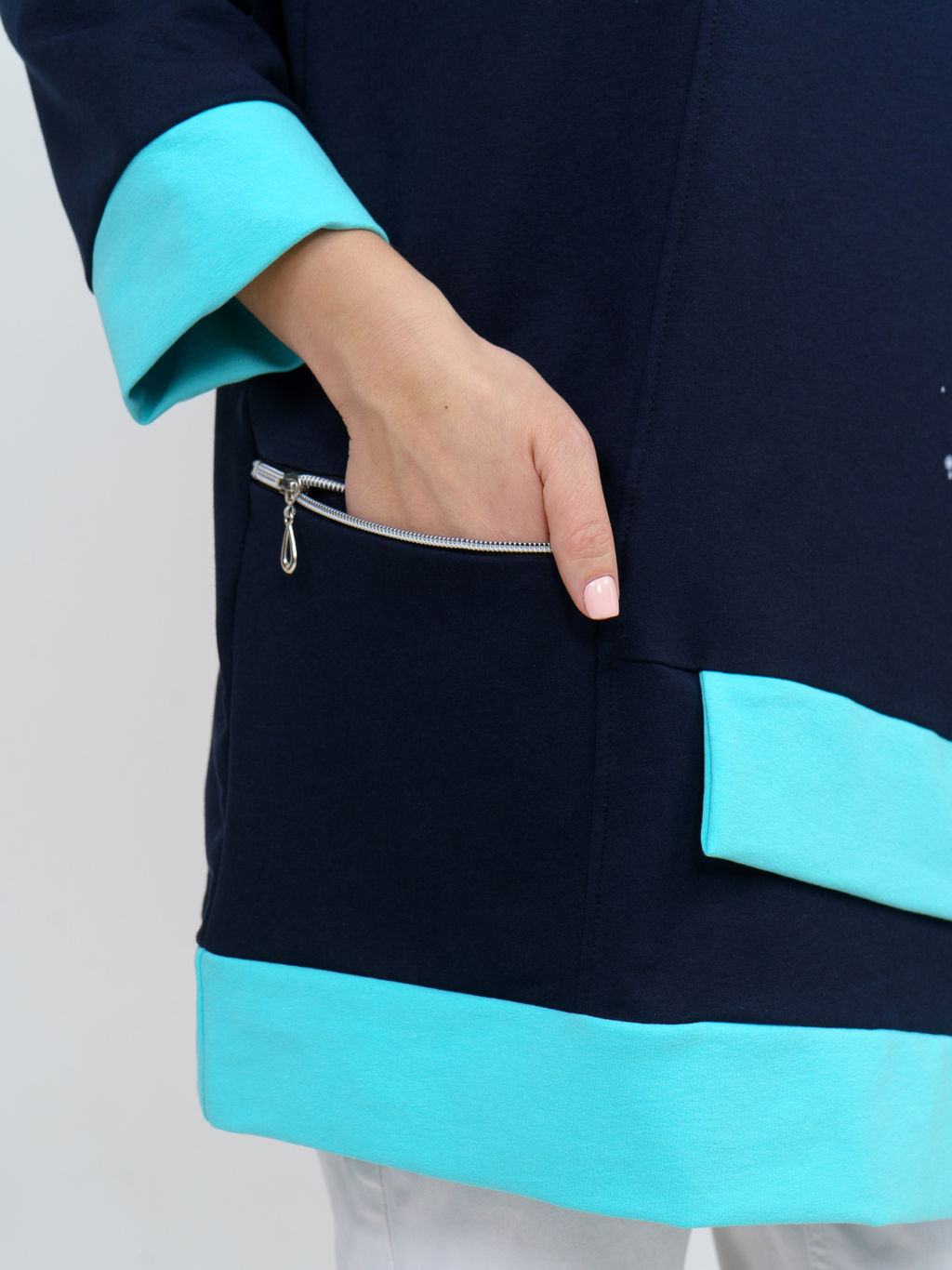 853 Туника "т.синий/бирюза"