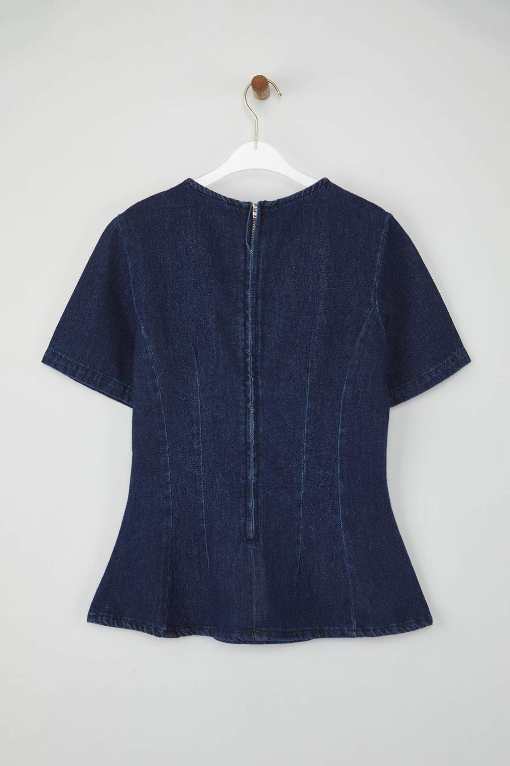 Ozel Koleksiyon Koyu Mavi K?sa Kollu Volanl? Denim Bluz TWOAW26BZ00050 - Trendyolmilla фото 2