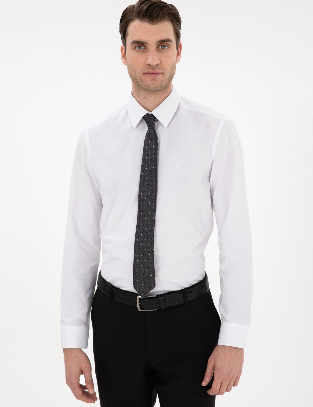 Beyaz Slim Fit Uzun Kollu Basic G_mlek