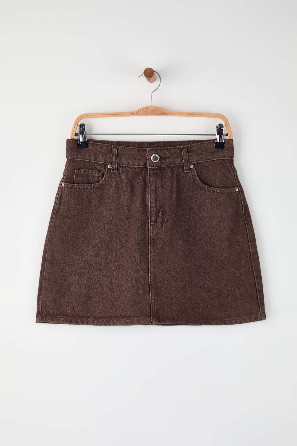 Ac?k Kahverengi Mini Basic Denim Etek TWOAW26ET00049