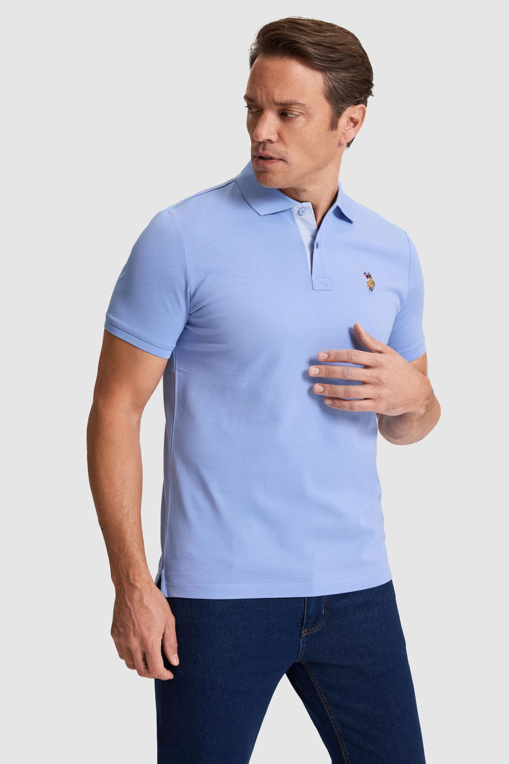 Erkek Mor Regular Fit Polo Yaka Basic Ti__rt
