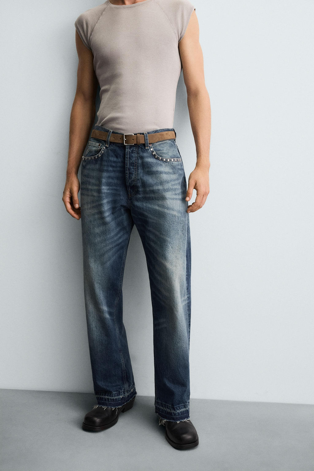STUDDED LOOSE FIT JEANS - Zara фото 5