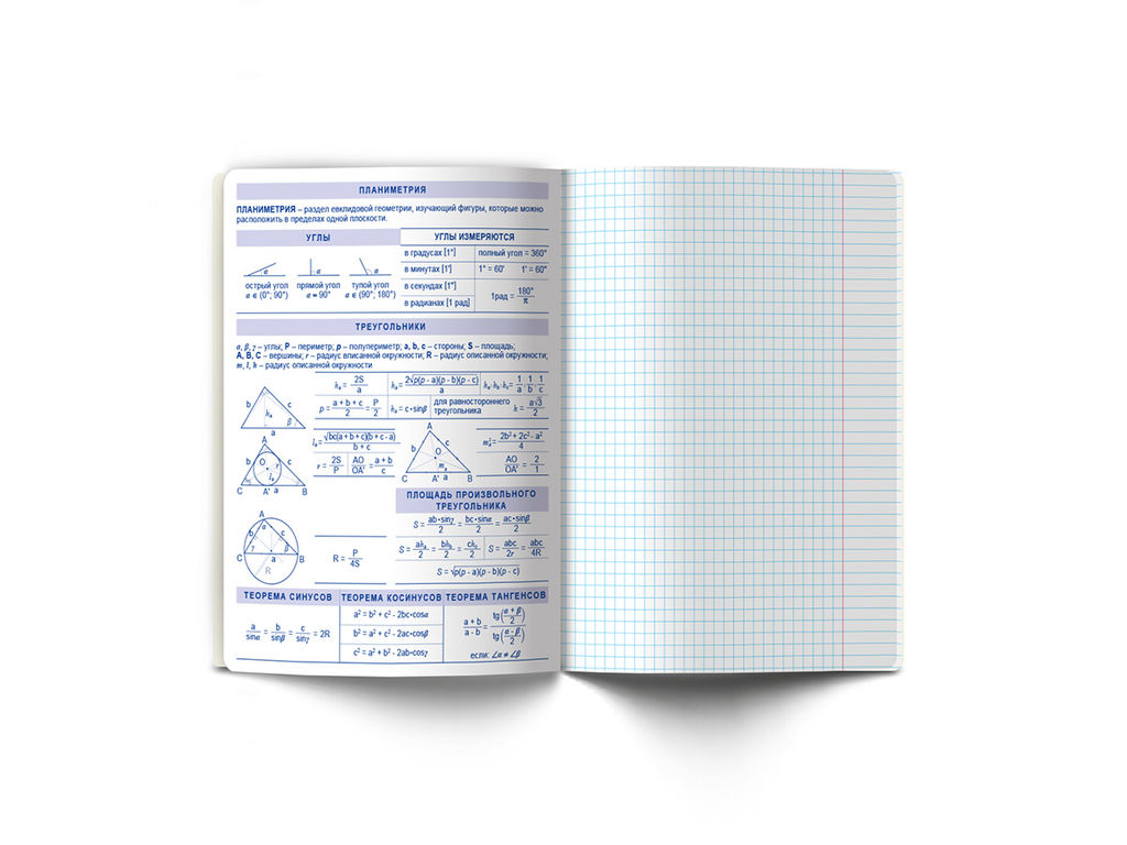 Светоч 48ТПСК5_126_2_1 Тетрадь со справочным материалом Линия успеха, софт тач ламинация + тиснение фольгой, A5 48 л. на скобе 65 г/кв.м , белизна 100 % 10 шт. , клетка 000574 Геометрия фото 5