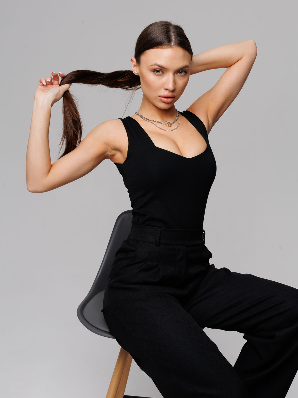 Женский топ с фигурным вырезом Lingeamo черный ЛТ-08 (7)  фото 7