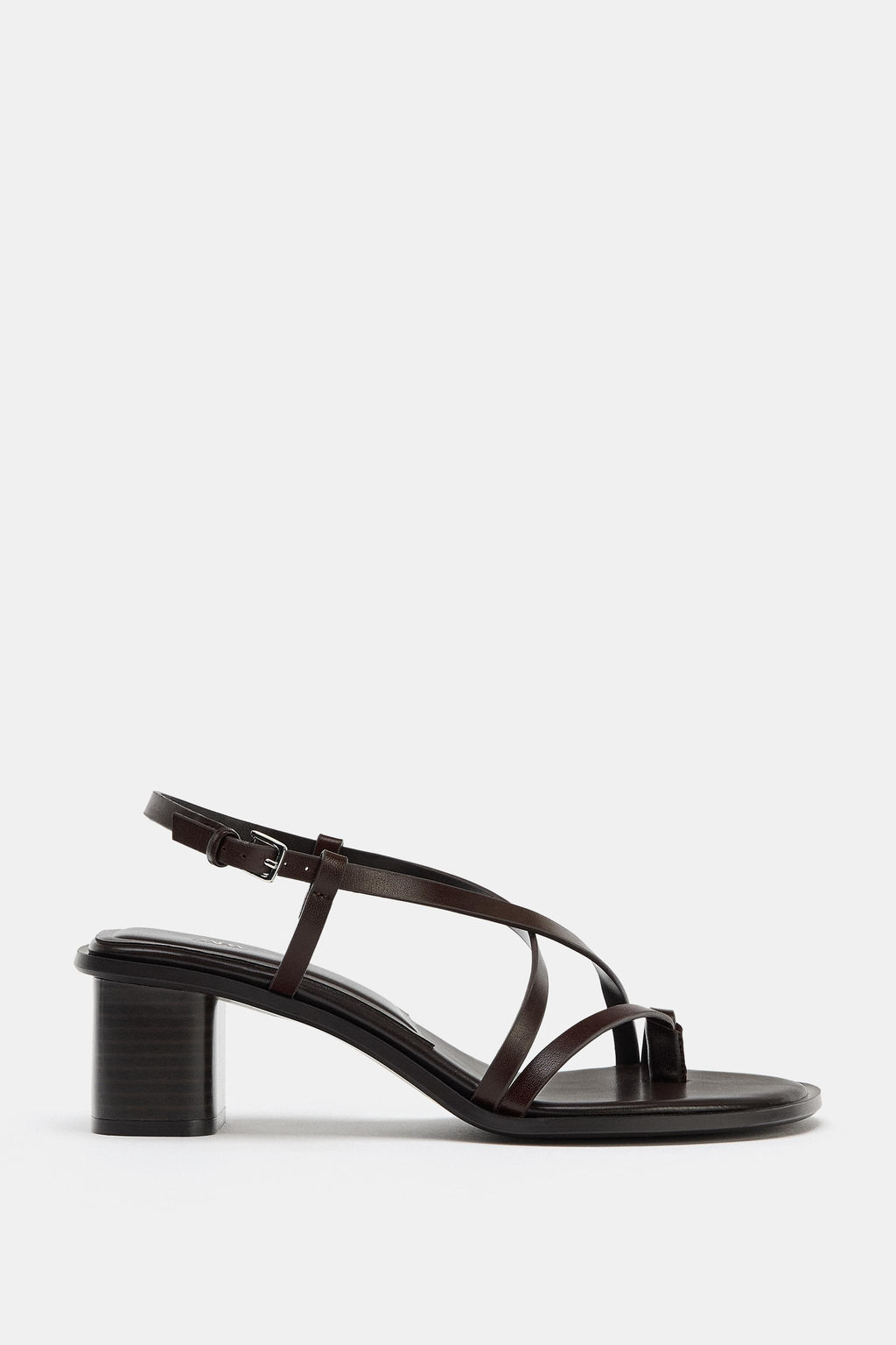 SANDALIA TAC?N ANCHO PIEL / Marr?n - Zara фото 3